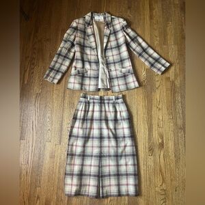 Vintage Pendleton Wool Suit Jacket & Skirt - M - Black, Red, Beige